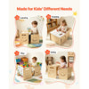 VEVOR Montessori Weaning Table and Chair Set, Wooden, Kids Table and Chair Set for Toddlers 1-5, Step Stool with Whiteboard and 3 Heights Adjustable, Easy to Clean, for Eating Drawing Reading Playing