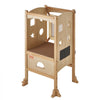 VEVOR Folding Step Stool for Toddlers, Adjustable 3-Height Kids Kitchen Step Stool, Solid Wood Children's Learning Tower with Safety Guard, Versatile for Kitchen, Bedroom, Bathroom