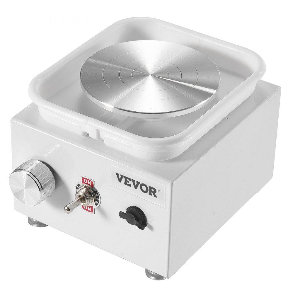 VEVOR Mini Pottery Wheel, 0-320RPM Adjustable Speed Detachable Basin Forming Machine, 2.56in/3.94in 2 Turntables Electric Ceramic Wheel Machine, 18pcs Accessories, for Art Craft Work Home DIY, White