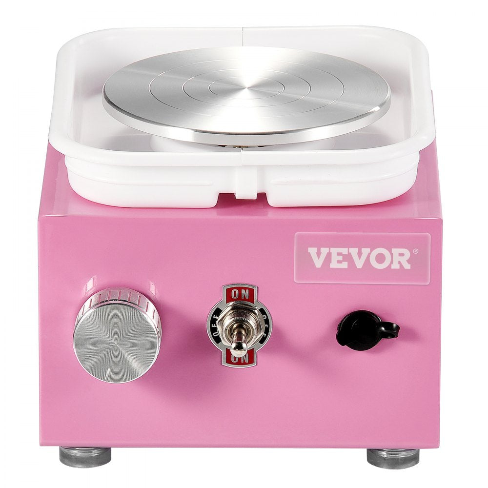 VEVOR Mini Pottery Wheel, 0-320RPM Adjustable Speed Detachable Basin Forming Machine, 2.56in/3.94in 2 Turntables Electric Ceramic Wheel Machine, 18pcs Accessories, for Art Craft Work Home DIY, Pink