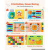 VEVOR Felt Wall Busy Board, 14-in-1 Train Foldable Montessori Activity Toys, Travel Daycare, Classroom, Playroom, Home, Educational Sensory Panel, with Letters Fruits Vegetables Clock Learning Pieces