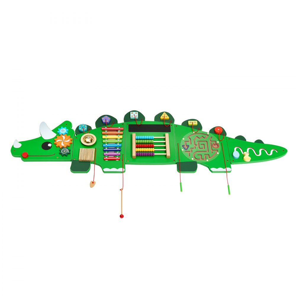 VEVOR Dinosaur Activity Wall Busy Board Panels, 11 Activities, Montessori Sensory Wall Toy for Kids 3-12 Years, Montessori Learning Activity Center, Ideal for Toddler Playroom Nursery Classroom