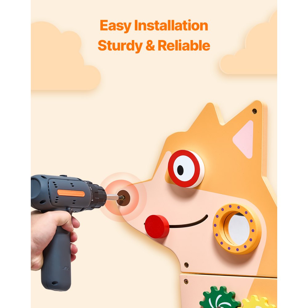 VEVOR Puppy Activity Wall Busy Board Panels, 12 Activities, Montessori Sensory Wall Toy for Kids 3-12 Years, Montessori Learning Activity Center, Ideal for Toddler Playroom Nursery Classroom