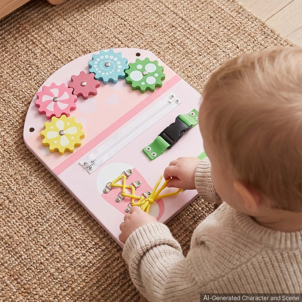 VEVOR Wall Busy Board, 14-in-1 Castle Montessori Sensory Activity Panels, Learning Activity Center for Daycare, Classroom, Playroom, and Home, Sturdy Wooden Educational Toys, with Mounting Hardware