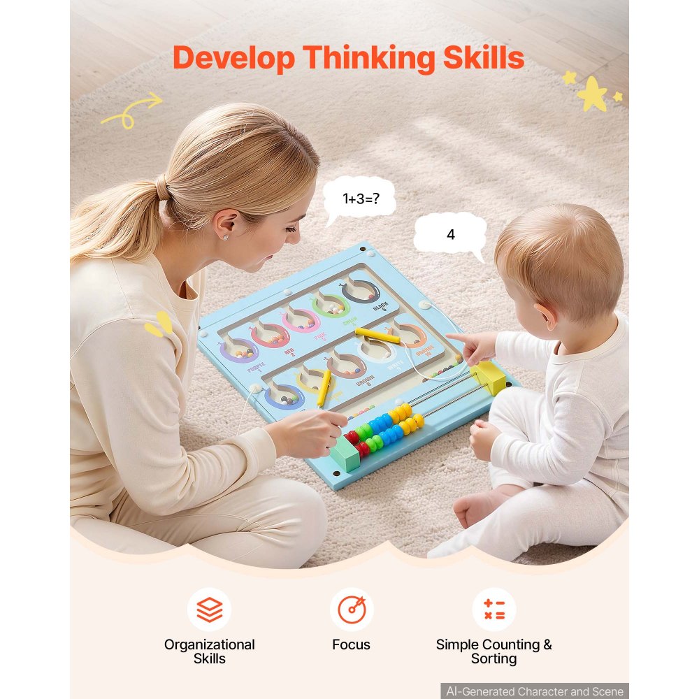 VEVOR Wall Busy Board, 14-in-1 Elephant Montessori Sensory Activity Panels, Learning Activity Center for Daycare, Classroom, Playroom, and Home, Sturdy Wooden Educational Toys, with Mounting Hardware