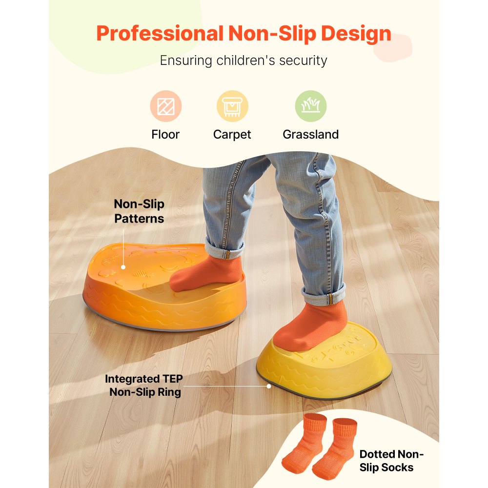 VEVOR Balance Stepping Stones for Kids, 5 PCS, Up to 220 lbs, Non-Slip Toddlers Sensory Stepping Stones, Obstacle Course Coordination Game Toys Indoor or Outdoor Play for Children Aged 3 4 5 6 7 8+