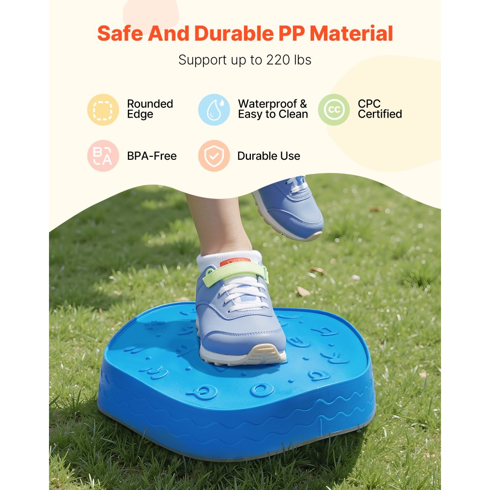 VEVOR Balance Stepping Stones for Kids, 5 PCS, Up to 220 lbs, Non-Slip Toddlers Sensory Stepping Stones, Obstacle Course Coordination Game Toys Indoor or Outdoor Play for Children Aged 3 4 5 6 7 8+