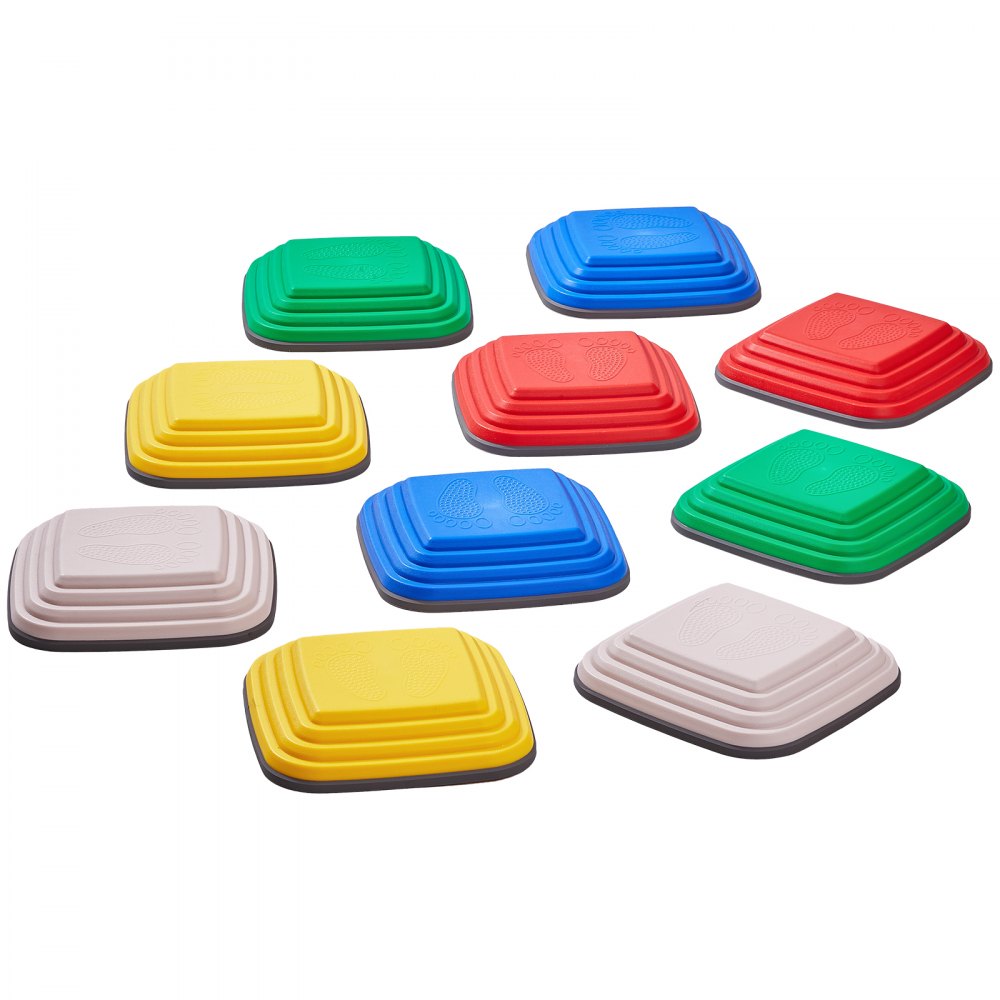 VEVOR Balance Stepping Stones for Kids, 10 PCS, Up to 220 lbs, Non-Slip Toddlers Sensory Stepping Stones, Obstacle Course Coordination Game Toys Indoor or Outdoor Play for Children Aged 3 4 5 6 7 8+