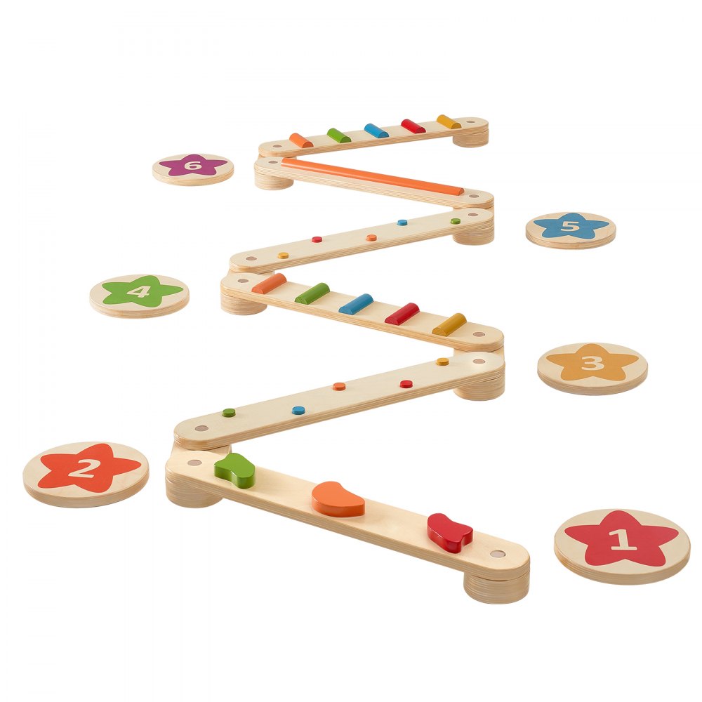 VEVOR Balance Beam Stepping Stones, 6 PCS Wooden Toddler Balance Boards, Montessori Toy for Kids 2-6, Build Coordination and Gross Motor Skills Gymnastics Obstacle Course Indoor Outdoor for Girls Boys