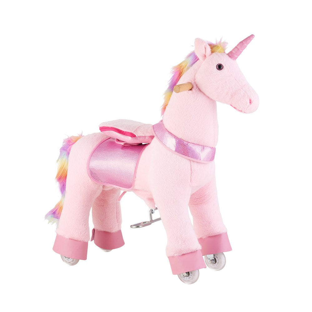VEVOR Ride On Horse, Riding Pink Unicorn Toys for Kids, No Battery Required, Smooth Wheels with Anti-Roll Stop Ring, Upgraded Raised Seat, Handles, Pedals, 110 lbs Max Load Capacity for Ages 3-8