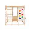 VEVOR Indoor Jungle Gym, 7-in-1 Toddler Indoor Playground, 47.2 x 58 x 56 inch, with Wood and Rope Ladder, Net Ladder, Swing, Monkey Bar, Slide, Climbing Wall, Wooden Indoor Climbing Toys for Kids