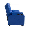VEVOR Kids Reclining Chair, Toddler Recliner with 2 Cup Holders and 4 Pockets, 107° to 126° Adjustable Back, Easy-to-Clean PU Leather Recliner Couch with Footrest, for Boys, Girls & Children (Blue)
