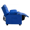 VEVOR Kids Reclining Chair, Toddler Recliner with 2 Cup Holders and 4 Pockets, 107° to 126° Adjustable Back, Easy-to-Clean PU Leather Recliner Couch with Footrest, for Boys, Girls & Children (Blue)