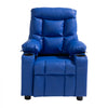 VEVOR Kids Reclining Chair, Toddler Recliner with 2 Cup Holders and 4 Pockets, 107° to 126° Adjustable Back, Easy-to-Clean PU Leather Recliner Couch with Footrest, for Boys, Girls & Children (Blue)