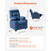 VEVOR Kids Reclining Chair, Toddler Recliner with Cup Holders and Pockets, 107° to 126° Adjustable Backrest, Breathable Polyester Fabric Recliner Couch with Footrest, for Boys & Girls, Children(Blue)