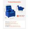 VEVOR Kids Reclining Chair, Toddler Recliner with Cup Holders and Pockets, 107° to 126° Adjustable Backrest, Easy-to-Clean PU Leather Recliner Couch with Footrest, for Boys & Girls, Children (Blue)