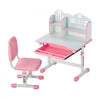 VEVOR Kids Study Chair and Desk Set, Study Desk and Chair for Kids with Bookshelf and Storage Drawer, Adjustable Height Kids Study Desk with Chair, Children Study Table for Bedroom & Study Room, Pink