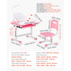 VEVOR Kids Study Chair and Desk Set, Study Desk and Chair for Kids with Table Lamp, Adjustable Height & 0-40° Tilted Desktop Kids Desk and Chair, Children Study Table for Bedroom & Study Room, Pink