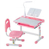 VEVOR Kids Study Chair and Desk Set, Study Desk and Chair for Kids with Table Lamp, Adjustable Height & 0-40° Tilted Desktop Kids Desk and Chair, Children Study Table for Bedroom & Study Room, Pink