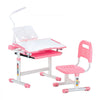 VEVOR Kids Study Chair and Desk Set, Study Desk and Chair for Kids with Table Lamp, Adjustable Height & 0-40° Tilted Desktop Kids Desk and Chair, Children Study Table for Bedroom & Study Room, Pink