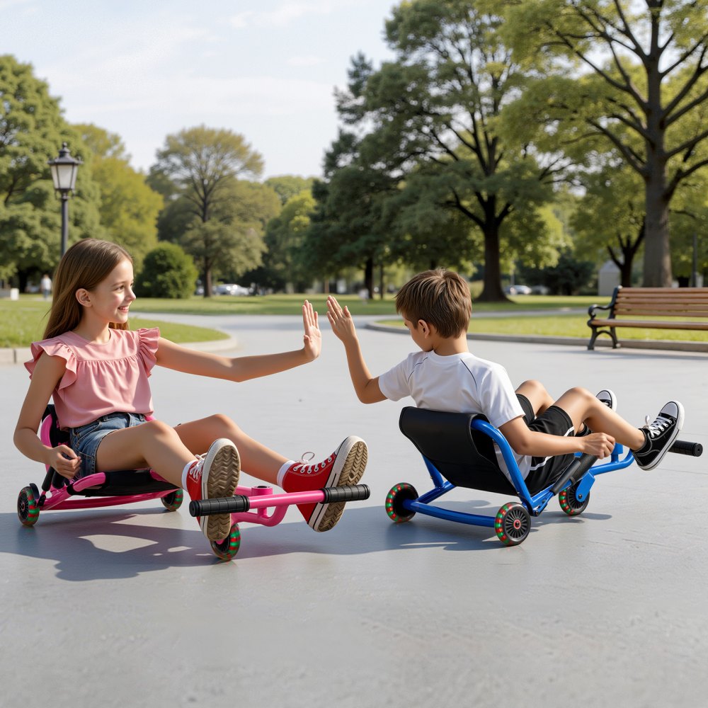 VEVOR Ride on Scooter 150 lbs Swing Side-to-Side for Amazing Riding Blue, for Ages 4+, Powered by Zig-Zag Motion, Ride on Toy with 3 Adjustable Length, Brake Lever, Hard Surface Indoor & Outdoor