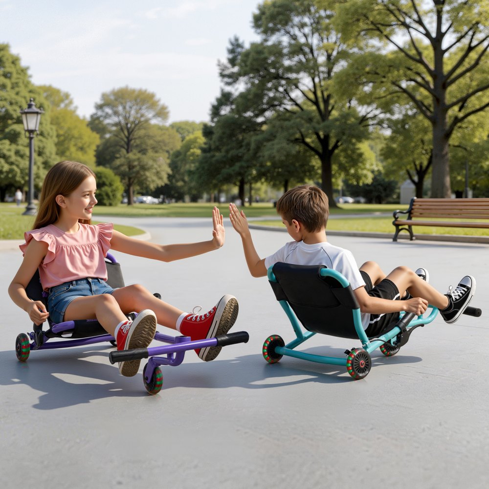 VEVOR Ride on Scooter 150 lbs Swing Side-to-Side for Amazing Riding Green, for Ages 4+, Powered by Zig-Zag Motion, Ride on Toy with 3 Adjustable Length, Hand Brake, for Hard Surface Indoor & Outdoor