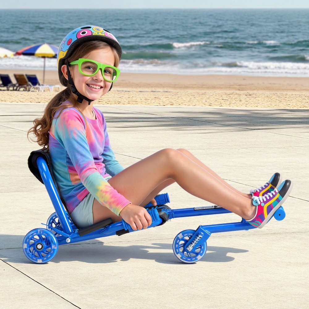 VEVOR Ride on Scooter, Load Capacity of 132 lbs, Swing Side-to-Side for Amazing Ride Powered by Zig-Zag Motion, Ride on Drifting Toy for Ages 4+, Rides on Any Hard Surface for Indoor & Outdoor, Blue
