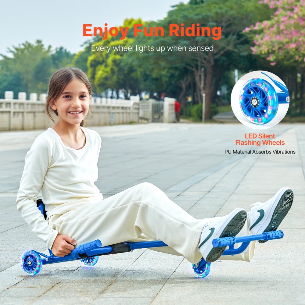 VEVOR Ride on Scooter, Load Capacity of 198 lbs, Swing Side-to-Side for Amazing Ride Powered by Zig-Zag Motion, Ride on Drifting Toy for Ages 10+, Rides on Any Hard Surface for Indoor & Outdoor, Blue