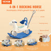VEVOR 4 in 1 Rocking Horse for Toddlers 1-3 Years, Baby Rocking Horse with Detachable Balance Board, Push Handle and 4 Smooth Wheels, Support up to HDPE 80 lbs Kids Ride on Toy with Sound, Blue
