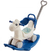 VEVOR 4 in 1 Rocking Horse for Toddlers 1-3 Years, Baby Rocking Horse with Detachable Balance Board, Push Handle and 4 Smooth Wheels, Support up to HDPE 80 lbs Kids Ride on Toy with Sound, Blue
