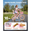 VEVOR Kids Bike, 16 Inches Princess Style Children Bicycle with Streamers & Basket, Rider Height 3.28 ft - 4.27 ft, Doll Seat & Training Wheels Included, Toddler Bike for Girls Learning to Ride, Pink