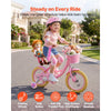 VEVOR Kids Bike, 14 Inch Children Bicycle, Training Wheels Princess Pink, for Girls Ages 3-5, Adjustable Seat, Front Brake and Rear Coaster Brake, Front Basket, Doll Seat, High-Carbon Steel Frame