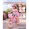 VEVOR Kids Bike, 14 Inch Children Bicycle, Training Wheels Princess Pink, for Girls Ages 3-5, Adjustable Seat, Front Brake and Rear Coaster Brake, Front Basket, Doll Seat, High-Carbon Steel Frame
