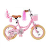 VEVOR Kids Bike, 14 Inch Children Bicycle, Training Wheels Princess Pink, for Girls Ages 3-5, Adjustable Seat, Front Brake and Rear Coaster Brake, Front Basket, Doll Seat, High-Carbon Steel Frame