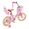 VEVOR Kids Bike, 14 Inch Children Bicycle, Training Wheels Princess Pink, for Girls Ages 3-5, Adjustable Seat, Front Brake and Rear Coaster Brake, Front Basket, Doll Seat, High-Carbon Steel Frame