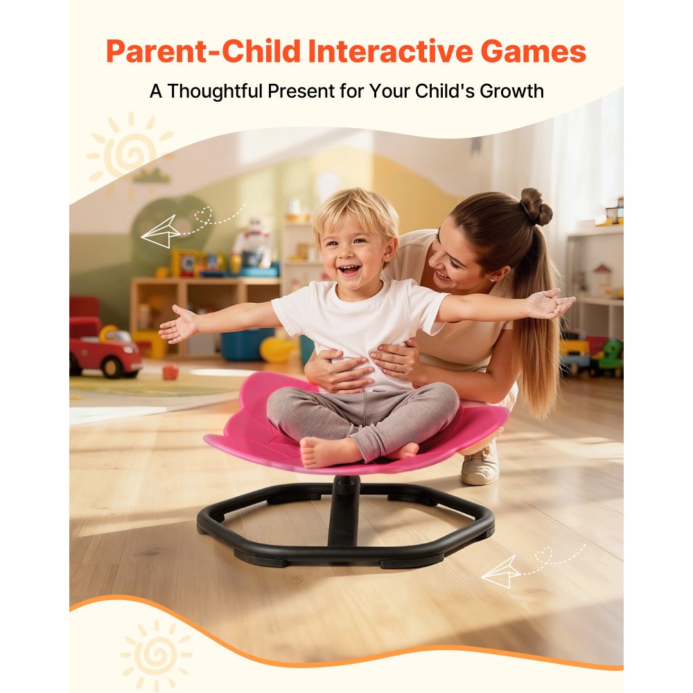 VEVOR Kids Swivel Chair, 220 lbs Capacity, Elephant Shape Sensory Spinning Chair, Autistic Kids Sensory Toy Seat with Non-Slip Metal Base, Toddler Sit & Spin Seat for Coordination Balance Focus, Red