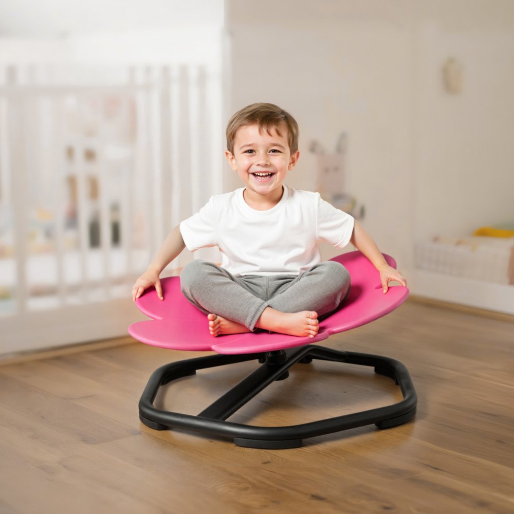 VEVOR Kids Swivel Chair, 220 lbs Capacity, Flower Shape Sensory Spinning Chair, Autistic Kids Sensory Toy Seat with Non-Slip Metal Base, Toddler Sit & Spin Seat for Coordination Balance Focus, Rose