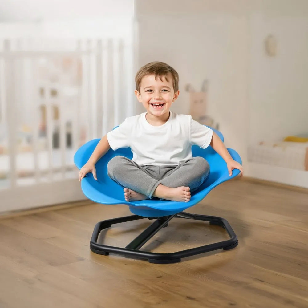 VEVOR Kids Swivel Chair, 220 lbs Capacity, Cylinder Shape Sensory Spinning Chair, Autistic Kids Sensory Toy Seat with Non-Slip Metal Base, Toddler Sit & Spin Seat for Coordination Balance Focus, Blue