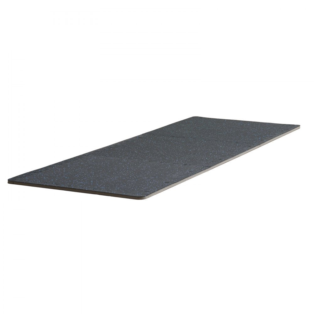 VEVOR 0.56 Inch Thick Gym Floor Mats, 12 Tiles Rubber Top with EVA Foam, 25" x 25" Gym Flooring Workout Mats with 48 sq.ft Coverage, Interlocking Puzzle Gym Mats for Gym, Home, Garage, Black & Blue
