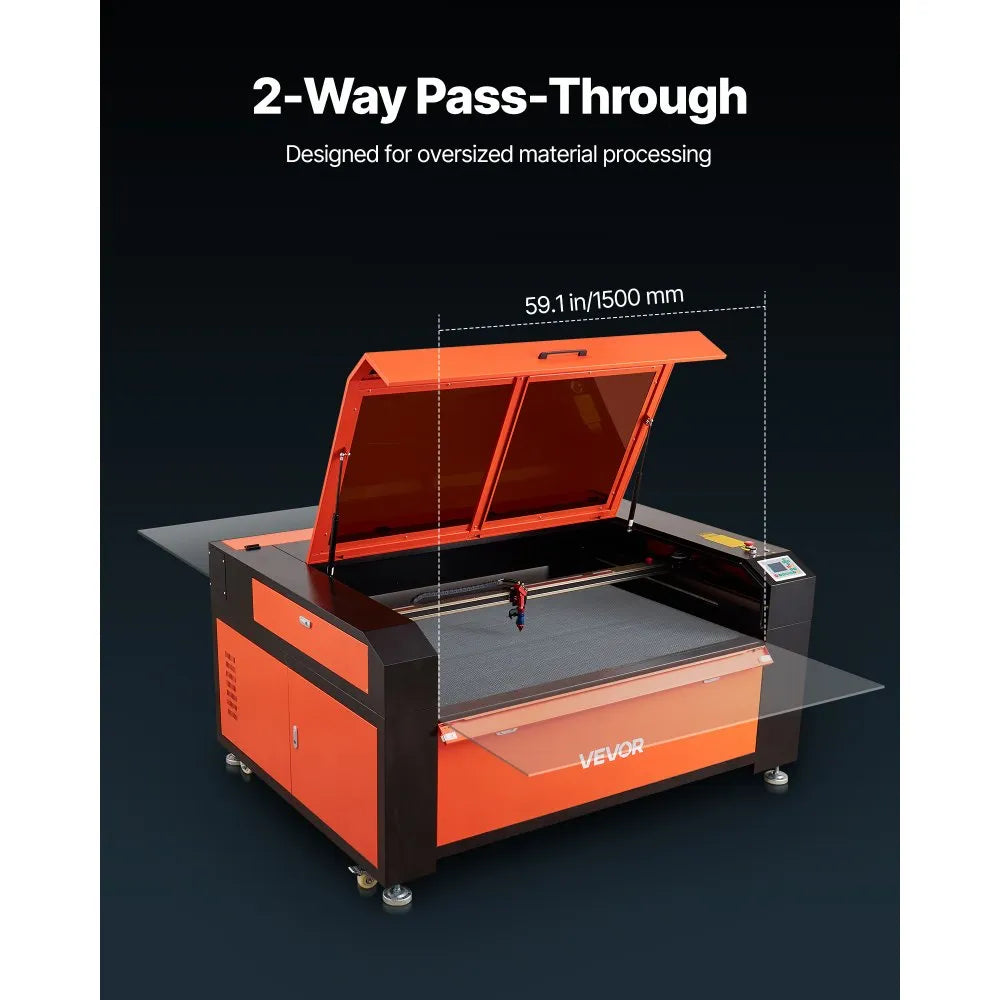 VEVOR 130W CO2 Laser Engraver, 55 x 35 in, CO2 Laser Engraver Cutter Machine with Water Chiller, 2 Way Pass Air Assist, 1200 mm/s Speed, Autofocus Engraving Cutting Machine, for Wood Acrylic Glass