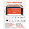 VEVOR 130W CO2 Laser Engraver, 55 x 35 in, CO2 Laser Engraver Cutter Machine with Water Chiller, 2 Way Pass Air Assist, 1200 mm/s Speed, Autofocus Engraving Cutting Machine, for Wood Acrylic Glass