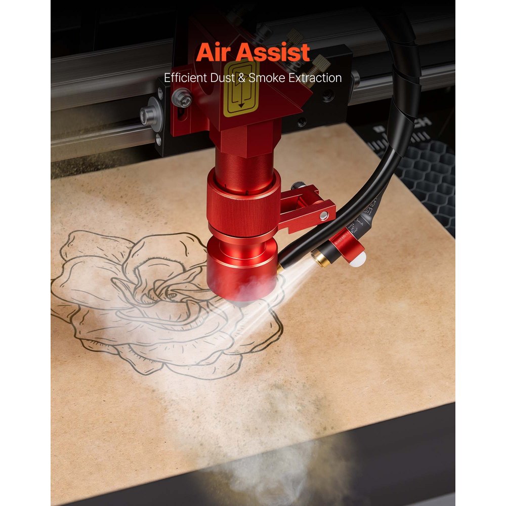 VEVOR 45W CO2 Laser Engraver, 12 x 8 in, Desktop CO2 Laser Engraver Cutter Machine with Rotary Axis, Air Assist, Engraving Machine Compatible with LightBurn CorelDRAW GRBL, for Wood Acrylic Glass