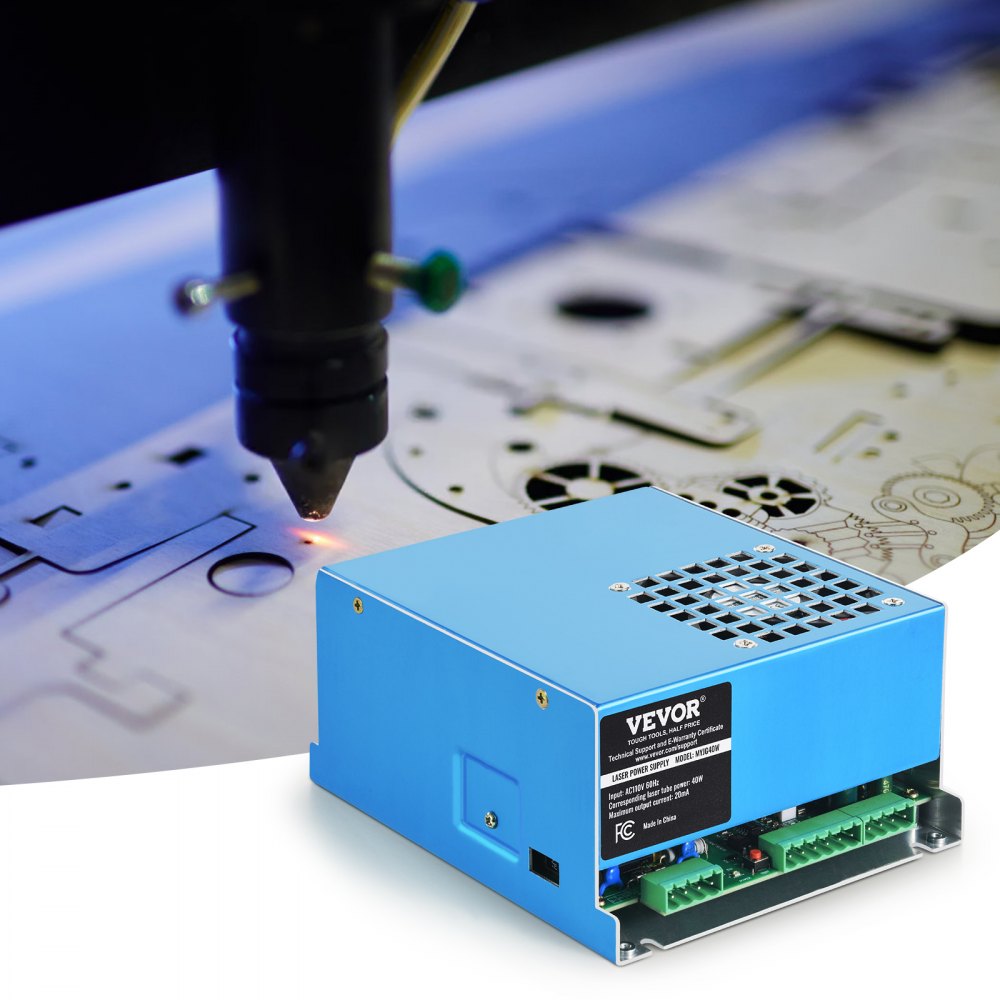 VEVOR CO2 Laser Power Supply, 40W, Power Supply for 40W Laser Tube, Constant Current Protection, Open Circuit Protection, Fast Heat Dissipation, Compatible for Multi-brand Laser Engravers & Cutters