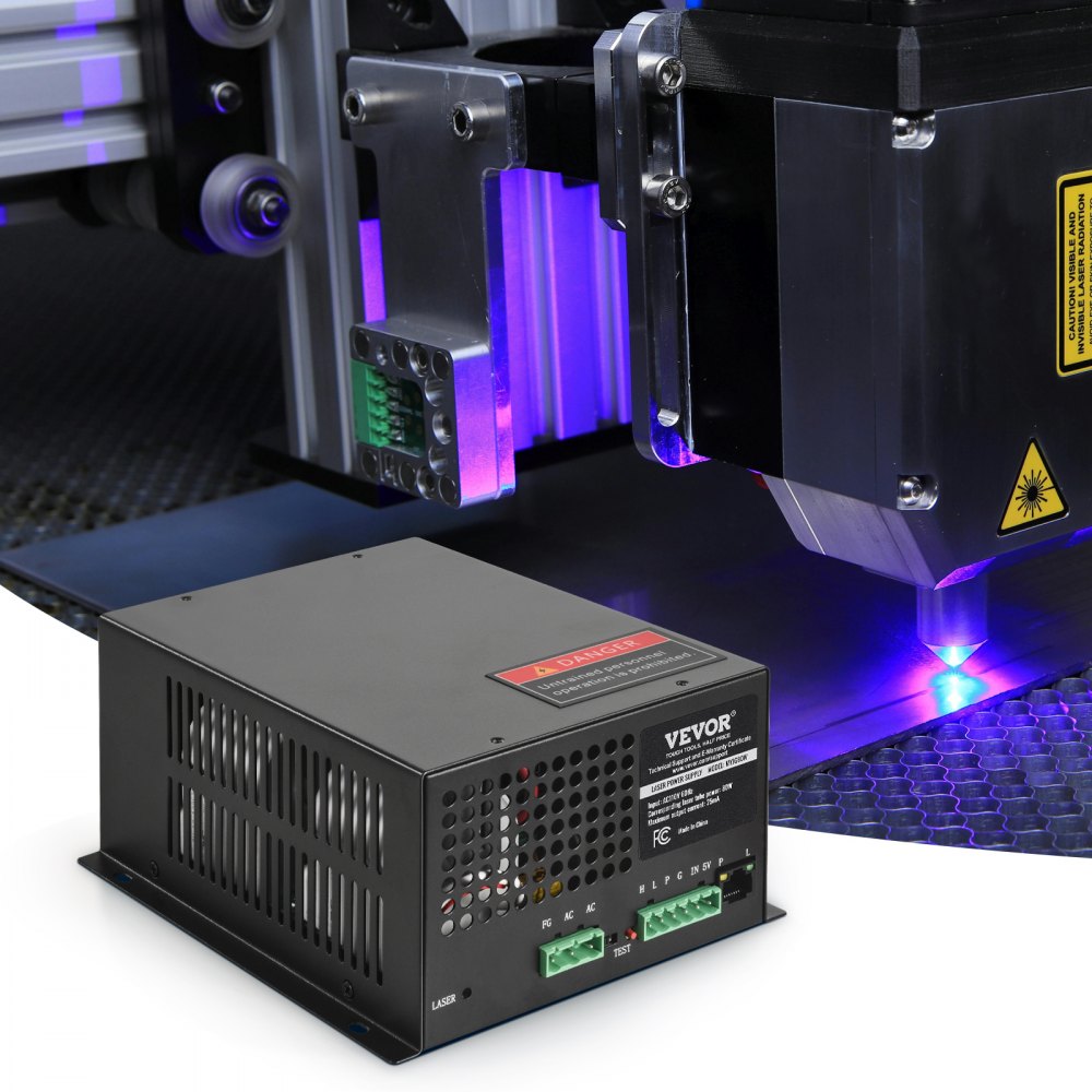 VEVOR CO2 Laser Power Supply, 80W, Power Supply for 80W Laser Tube, Constant Current Protection, Open Circuit Protection, Fast Heat Dissipation, Compatible for Multi-brand Laser Engravers & Cutters