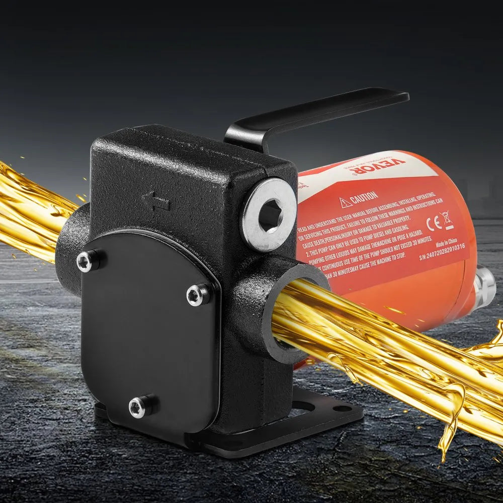 VEVOR Fuel Transfer Pump, 12V DC 5 GPM 1/10 HP, Portable Electric Diesel Transfer Pump with Auto Shut-Off Fuel Nozzle, Long Inlet & Outlet Hose for Gasoline Diesel, Kerosene, Methanol Blends