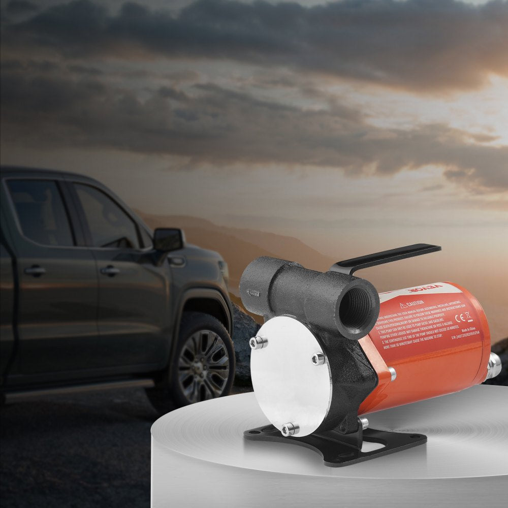 VEVOR Fuel Transfer Pump, 12V DC 8 GPM 1/6 HP, Portable Electric Diesel Transfer Pump with Auto Shut-Off Fuel Nozzle, Long Inlet & Outlet Hose for Gasoline, Diesel, Kerosene, Methanol Blends
