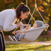 VEVOR Baby Swing 66 lbs Weight Capacity 3 Modes Canvas Hammock Swing Gray, for Indoor and Outdoor, 5-Point Harness and Tree Straps, Wooden Hanging Seat with Integrated Cushion for Baby to Toddler