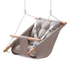 VEVOR Baby Swing 66 lbs Weight Capacity 3 Modes Canvas Hammock Swing Gray, for Indoor and Outdoor, 5-Point Harness and Tree Straps, Wooden Hanging Seat with Integrated Cushion for Baby to Toddler