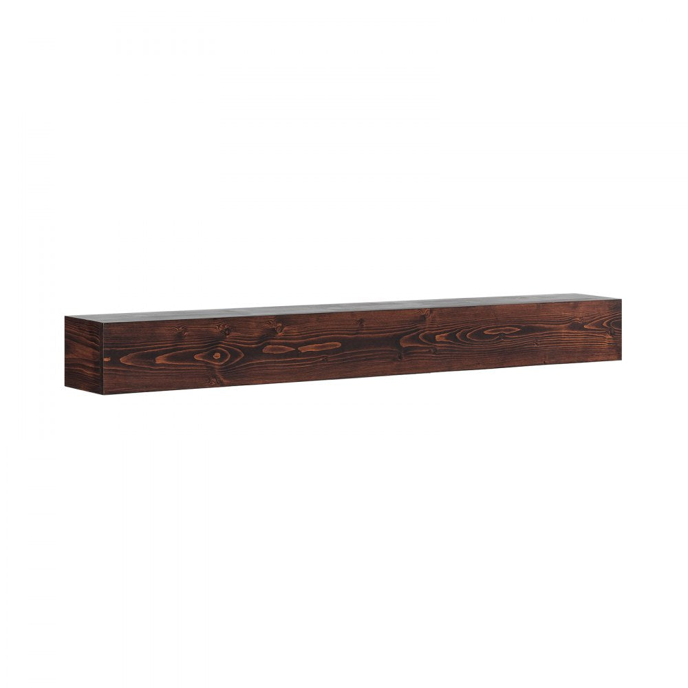 VEVOR Fireplace Mantel, 60" x 8" x 6", 50 lbs Weight Capacity, Natural Wood Mantel for Over Fireplace, Wall Mounted Floating Farmhouse Shelf, Handcrafted Fireplace Mantel for Wall Decor, Rustic Brown