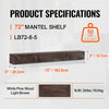 VEVOR Fireplace Mantel, 72" x 8" x 5", 50 lbs Weight Capacity, Natural Wood Mantel for Over Fireplace, Wall Mounted Floating Farmhouse Shelf, Handcrafted Fireplace Mantel for Wall Decor, Light Brown